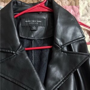 Marc New York Black Faux Leather Jacket with Notched Lapels